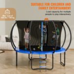 10FT Kids & Adults Trampoline, with Net, Ladder, Curved Poles