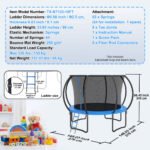 10FT Kids & Adults Trampoline, with Net, Ladder, Curved Poles