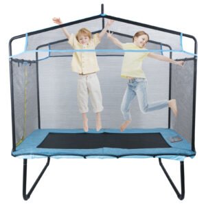 6FT Rectangular Trampoline, with Safety Enclosure Net, for Kids