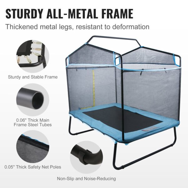 6FT Rectangular Trampoline, with Safety Enclosure Net, for Kids