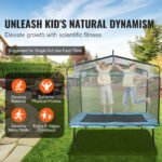 6FT Rectangular Trampoline, with Safety Enclosure Net, for Kids