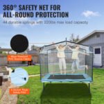 6FT Rectangular Trampoline, with Safety Enclosure Net, for Kids
