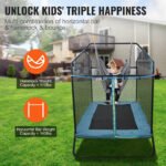6FT Rectangular Trampoline, with Safety Enclosure Net, for Kids