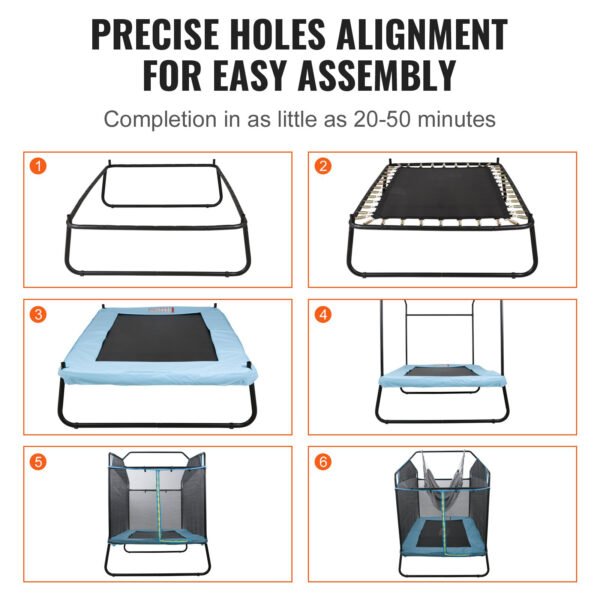 6FT Rectangular Trampoline, with Safety Enclosure Net, for Kids