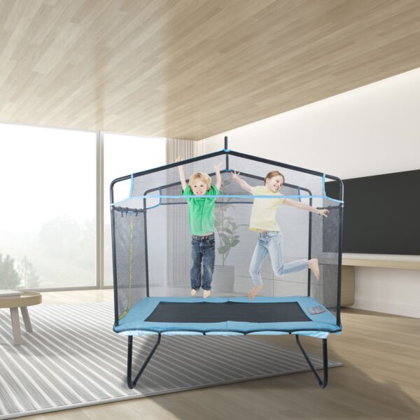 6FT Rectangular Trampoline, with Safety Enclosure Net, for Kids