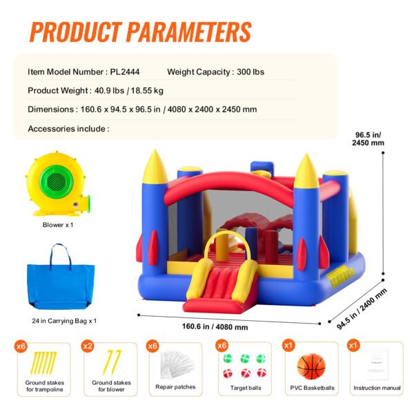 Inflatable Bounce House, Family Backyard Bouncy Castle
