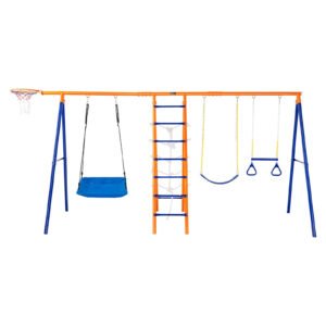 6-in-1 Metal Backyard Swing Set, 440lbs Capacity