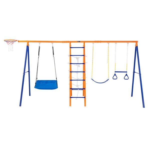 6-in-1 Metal Backyard Swing Set, 440lbs Capacity