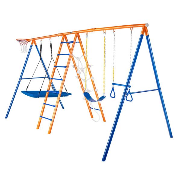 6-in-1 Metal Backyard Swing Set, 440lbs Capacity