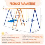 6-in-1 Metal Backyard Swing Set, 440lbs Capacity