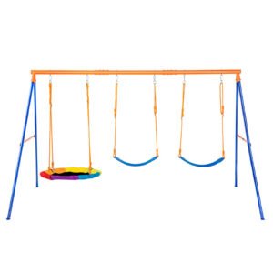 Backyard Swing Set with 1 Saucer and 2 Belt Swing Seats