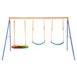 Backyard Swing Set with 1 Saucer and 2 Belt Swing Seats