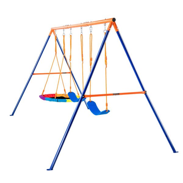 Backyard Swing Set with 1 Saucer and 2 Belt Swing Seats