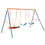 Backyard Swing Set with 1 Saucer and 2 Belt Swing Seats