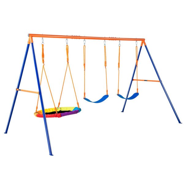Backyard Swing Set with 1 Saucer and 2 Belt Swing Seats
