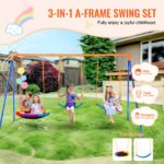 Backyard Swing Set with 1 Saucer and 2 Belt Swing Seats