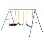 Backyard Swing Set with 1 Saucer and 2 Belt Swing Seats