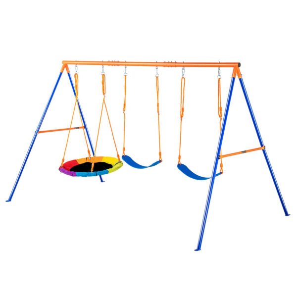Backyard Swing Set with 1 Saucer and 2 Belt Swing Seats