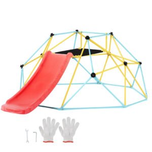 8FT Geometric Dome Climber with Slide, 600LBS, for Kids 3 to 9 Years Old