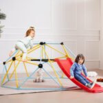 8FT Geometric Dome Climber with Slide, 600LBS, for Kids 3 to 9 Years Old