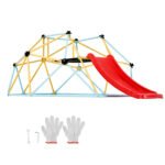 8FT Geometric Dome Climber with Slide, 600LBS, for Kids 3 to 9 Years Old