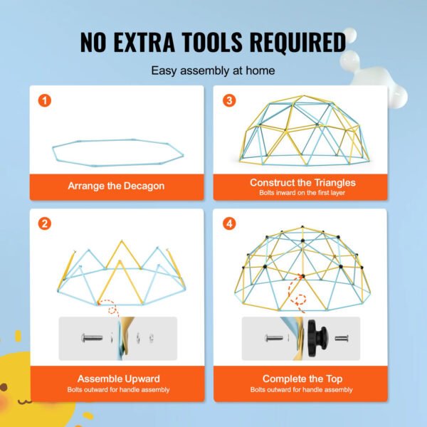 10FT Climbing Dome, Hammock & Swing, for Kids 3 to 10 Years Old