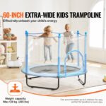 60" Trampoline for Kids Mini Toddler Trampoline with Net Indoor Outdoor