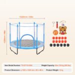 60" Trampoline for Kids Mini Toddler Trampoline with Net Indoor Outdoor