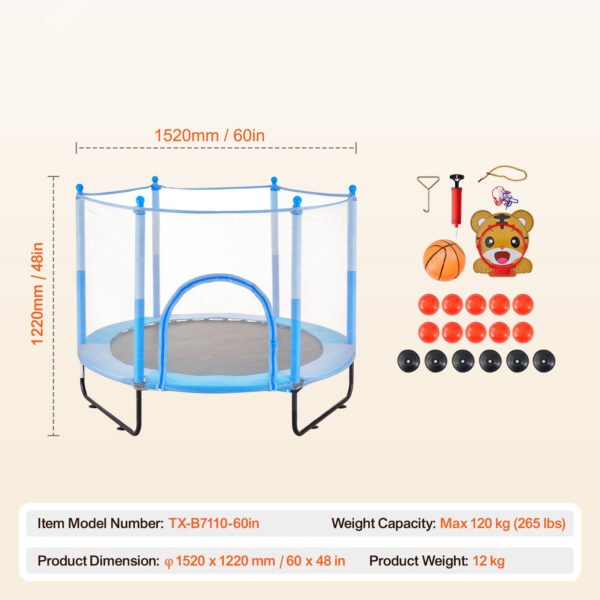 60" Trampoline for Kids Mini Toddler Trampoline with Net Indoor Outdoor