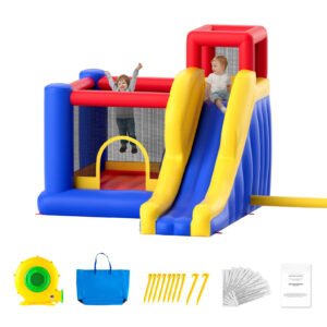 Inflatable Bounce House, Family Backyard Bouncy Castle, 134x102x91 in