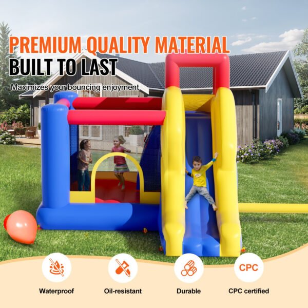 Inflatable Bounce House, Family Backyard Bouncy Castle, 134x102x91 in