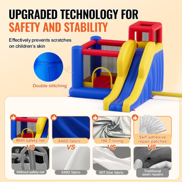 Inflatable Bounce House, Family Backyard Bouncy Castle, 134x102x91 in