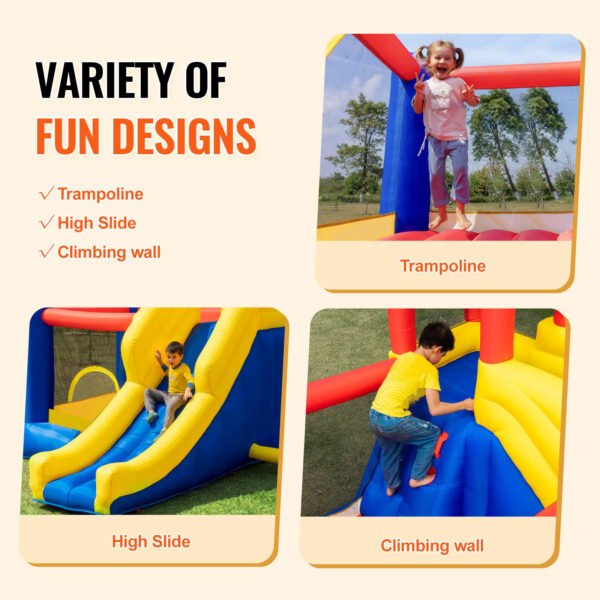 Inflatable Bounce House, Family Backyard Bouncy Castle, 134x102x91 in