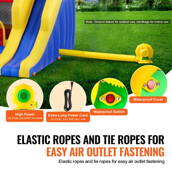 Inflatable Bounce House, Family Backyard Bouncy Castle, 134x102x91 in