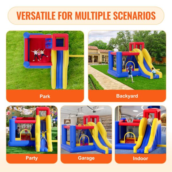 Inflatable Bounce House, Family Backyard Bouncy Castle, 134x102x91 in
