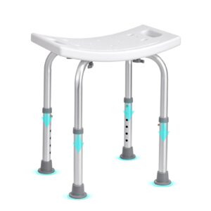 Adjustable Height Shower Stool with Built-in Handles, 350 lbs Capacity