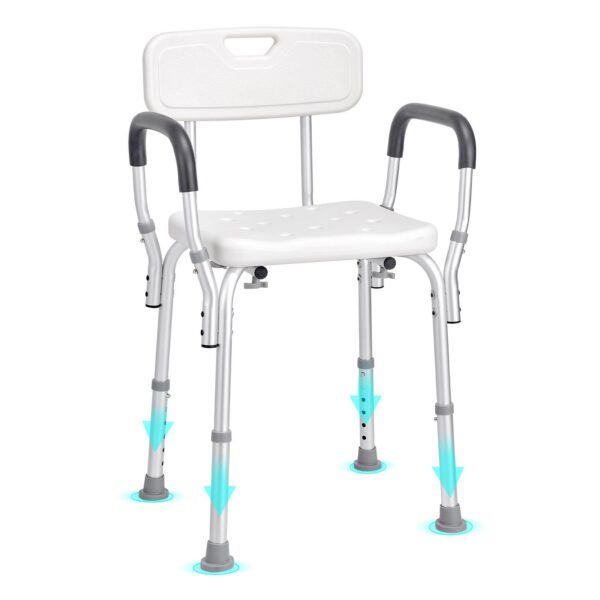 Adjustable Shower Seat with Back, 350 LBS Capacity