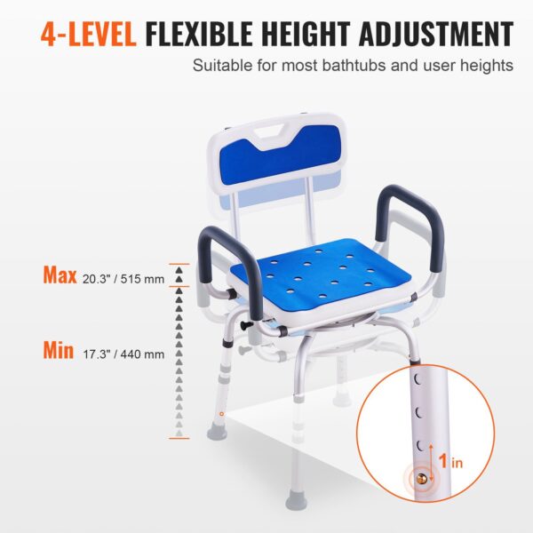Adjustable 360 Degree Swivel Shower Chair, 400lbs Capacity