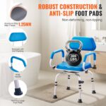 Swivel Shower Chair 360°, Adjustable Bath Seat with Arms, Non-Slip Chair for Elderly