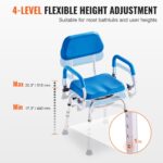 Swivel Shower Chair 360°, Adjustable Bath Seat with Arms, Non-Slip Chair for Elderly