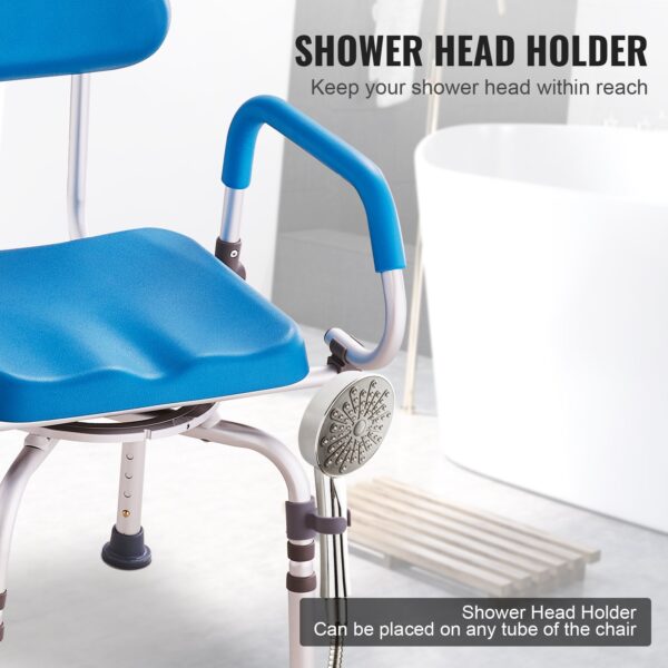 Swivel Shower Chair 360°, Adjustable Bath Seat with Arms, Non-Slip Chair for Elderly