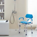 Swivel Shower Chair 360°, Adjustable Bath Seat with Arms, Non-Slip Chair for Elderly