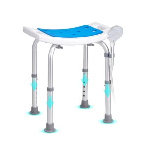 Adjustable Shower Chair, Non-Slip Bath Stool Seat for Elderly or Disabled, 350LBS