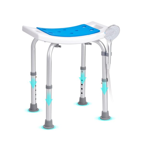 Adjustable Shower Chair, Non-Slip Bath Stool Seat for Elderly or Disabled, 350LBS